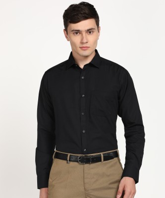 PARK AVENUE Men Solid Formal Black Shirt