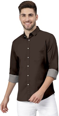 SAADIWALA Men Solid Casual Brown Shirt