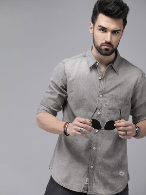 Roadster Men Solid Casual Grey Shirt