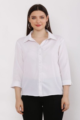 RNRCOLLECTIONS Women Solid Casual White Shirt