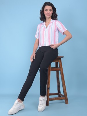 CRIMSOUNE CLUB Women Striped Casual Blue, Pink, White Shirt