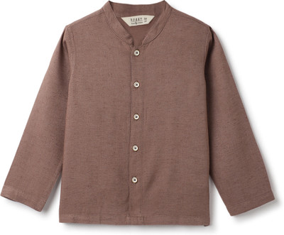 TALES & STORIES Boys Solid Casual Brown Shirt