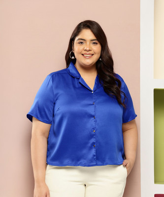 Sztori Women Solid Casual Blue Shirt