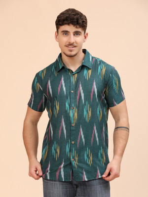 Moda Rapido Men Self Design Casual Green Shirt
