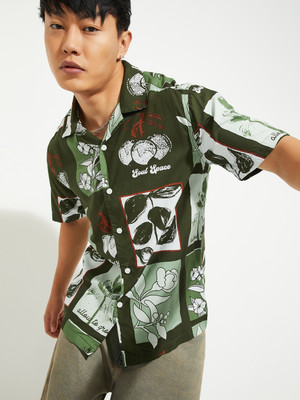 MAX Men Printed Casual Green Shirt