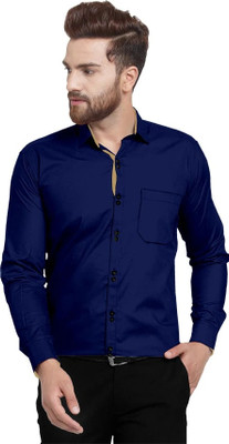 Style Nest Men Solid Casual Blue Shirt