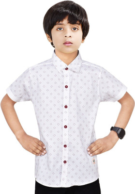 crane Boys Solid Casual White Shirt