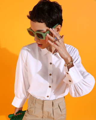 Azzurra Women Solid Casual White Shirt