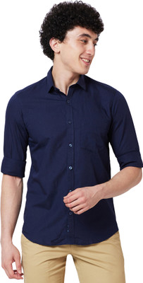 COLORPLUS Men Solid Casual Blue Shirt