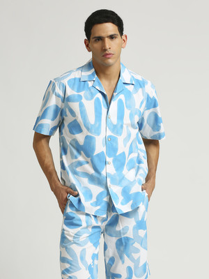 Pepe Jeans Men Printed Casual Light Blue, White Shirt