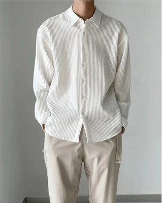 Radiance Creation Men Self Design Casual White Shirt