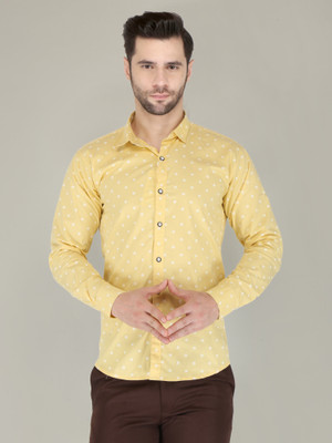 El Senor Men Printed Casual Yellow Shirt
