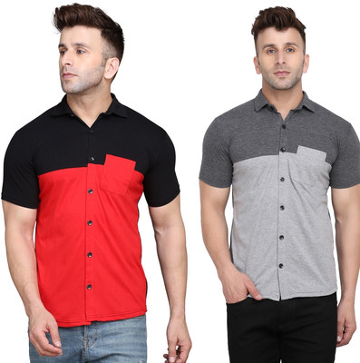 GEUM Men Solid Formal Multicolor Shirt(Pack of 2)
