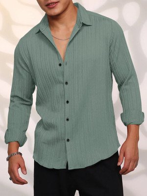 DAPPERFIELD Men Self Design Casual Green Shirt