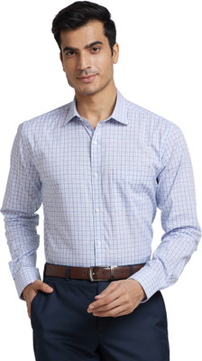 PARK AVENUE Men Checkered Formal Purple Shirt