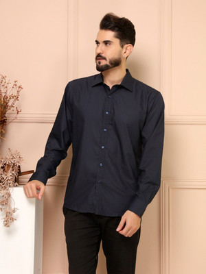 Pactimo Men Solid Casual Blue Shirt