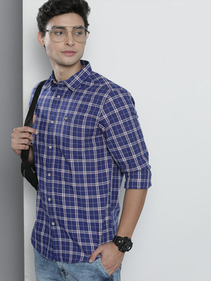 The Indian Garage Co. Men Checkered Casual Blue Shirt