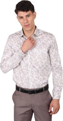 Pecific Desinger Men Printed Formal Cream Shirt