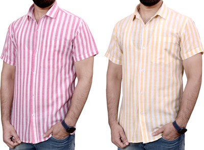 AuzaSho Collection Men Self Design Casual Multicolor Shirt(Pack of 2)