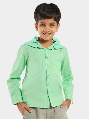 Lilpicks Boys Solid Casual Light Green Shirt