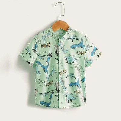 MANSI FASHION Boys Printed Casual Green Shirt