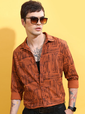HIGHLANDER Men Printed Casual Brown Shirt