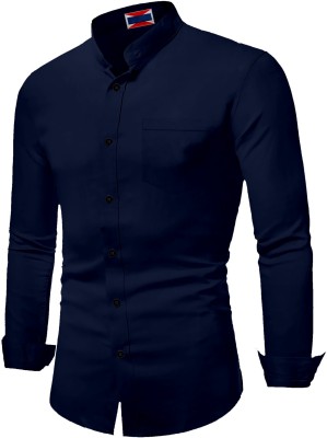 James Carson Men Ethnic Motifs Casual Dark Blue Shirt