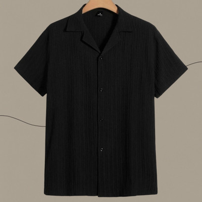 Dharamraj Fashion Men Self Design Casual Black Shirt