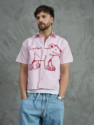 FUGAZEE Men Striped Casual Pink Shirt