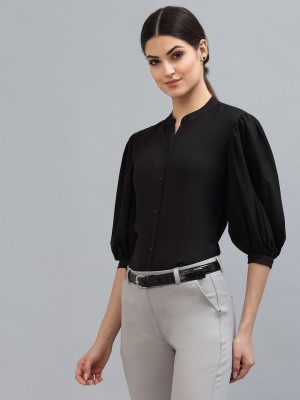 Style Quotient Women Solid Formal Black Shirt