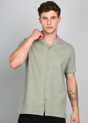 INTEGRITI Men Self Design Casual Dark Green Shirt