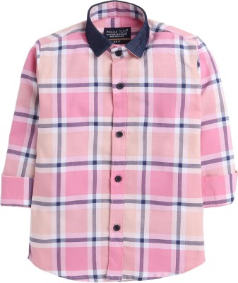 POLKA TOTS Baby Boys Checkered Casual Pink, Blue Shirt