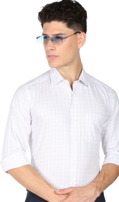 ARROW Men Checkered Formal White, Black Shirt