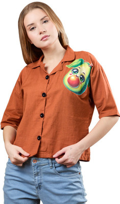 sikrifab Women Printed Casual Red Shirt