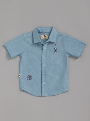 AI-NEVER GROW UP Baby Boys Printed Casual Light Blue Shirt