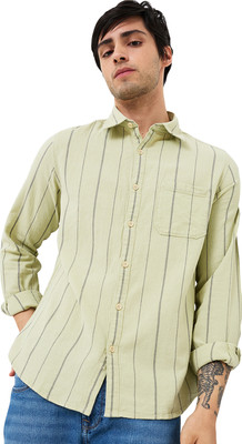 Spykar Men Striped Casual Green Shirt