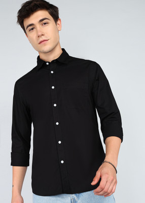 FLYING MACHINE Men Solid Casual Black Shirt