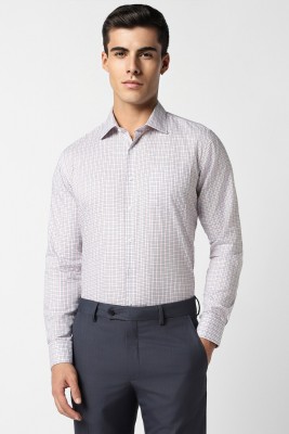 VAN HEUSEN Men Checkered Formal Maroon, Grey, White Shirt