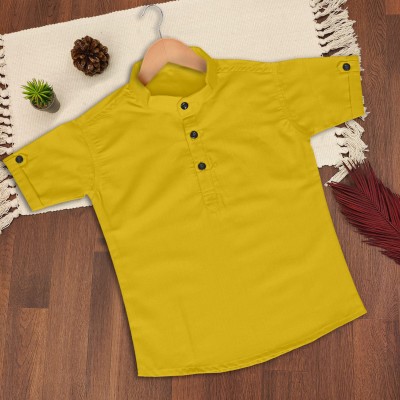 ZOONIC Boys Solid Casual Yellow Shirt