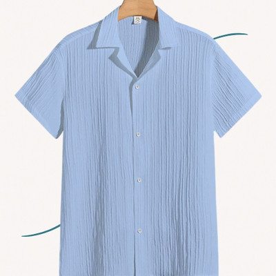 A FUBAR Men Self Design Formal Blue Shirt