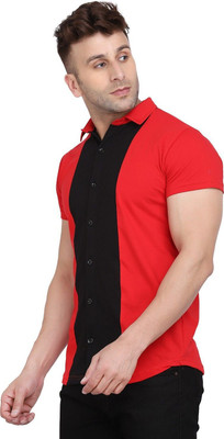 GEUM Men Solid Formal Red, Black Shirt