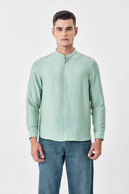 Snitch Men Solid Casual Light Green Shirt