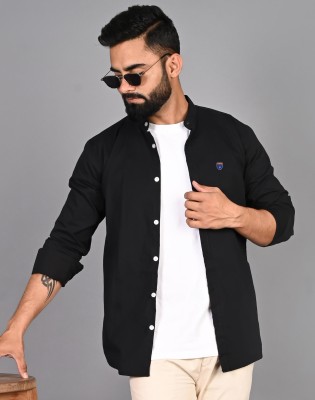 FUBAR Men Solid Casual Black Shirt