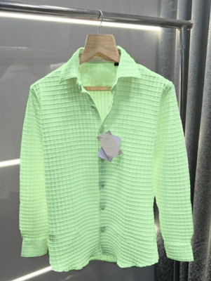 HOC Men Self Design Formal Light Green Shirt