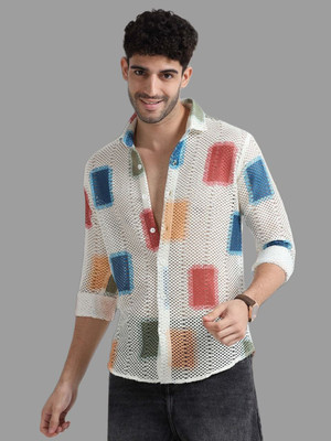 hens Men Self Design Casual Multicolor Shirt