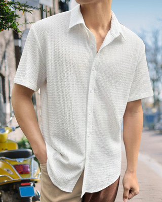 METRONAUT Men Solid Casual White Shirt