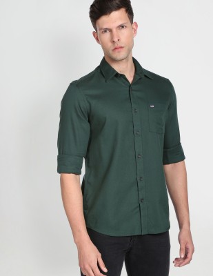 Arrow Sport Men Solid Formal Green Shirt