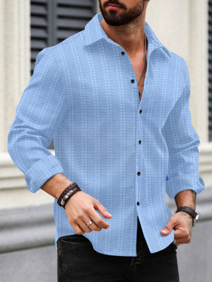 Nofilter Men Self Design Casual Light Blue Shirt