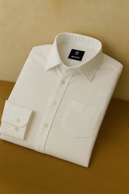 BEBRIGHT Men Solid Formal White Shirt
