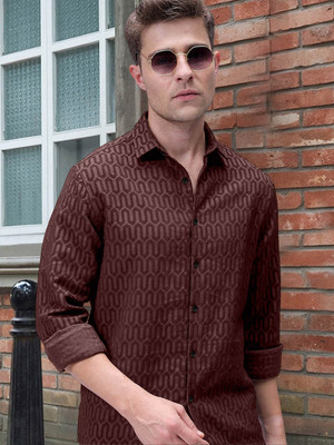 METRONAUT Men Printed Casual Brown Shirt